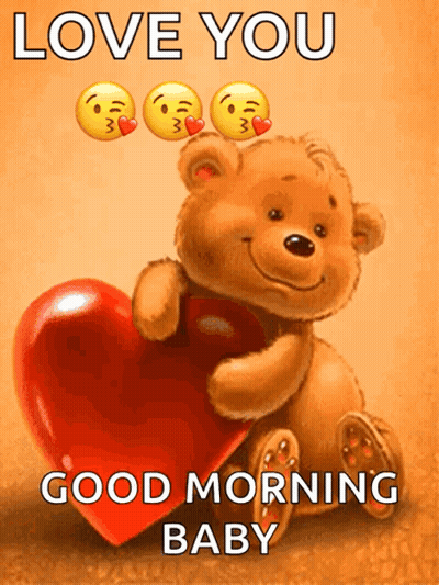 Teddy Bear Holding Love You Good Morning Baby GIF