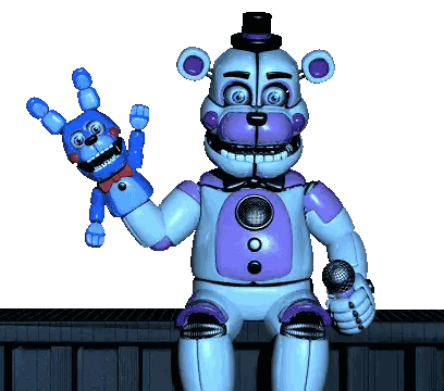 Teddy Bear Holding Microphone And Blue Puppet Sticker