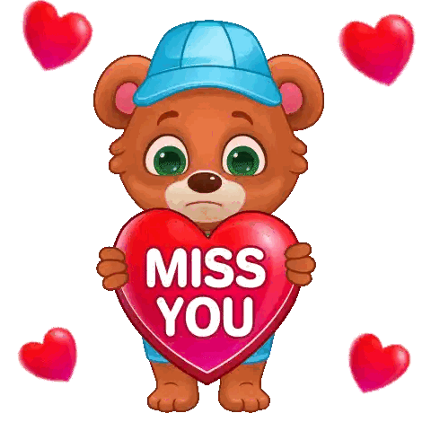 Teddy Bear Holding Miss You Heart Sticker