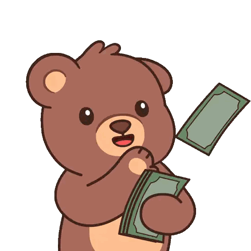 Teddy Bear Holding Money Sticker