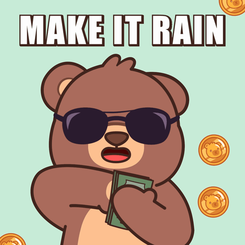Teddy Bear Holding Money Make It Rain GIF