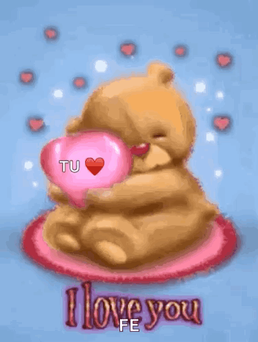 Teddy Bear Holding Pink Heart I Love You GIF