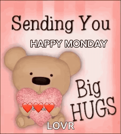 Teddy Bear Holding Pink Heart Sending Hugs GIF