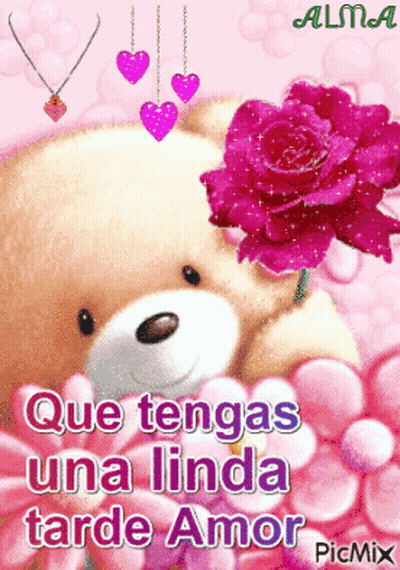 Teddy Bear Holding Pink Rose Que Tengas Una Linda Tarde Amor GIF