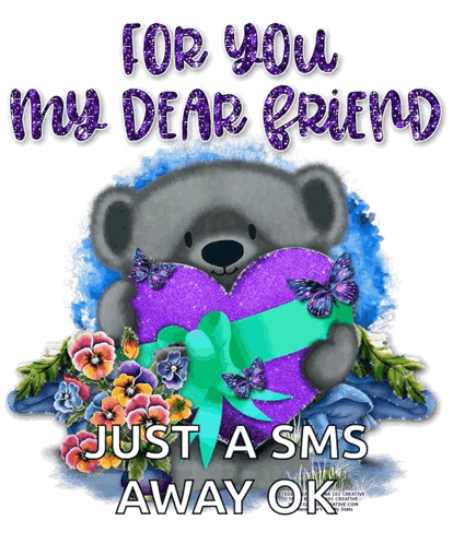 Teddy Bear Holding Purple Heart For You My Dear Friend GIF