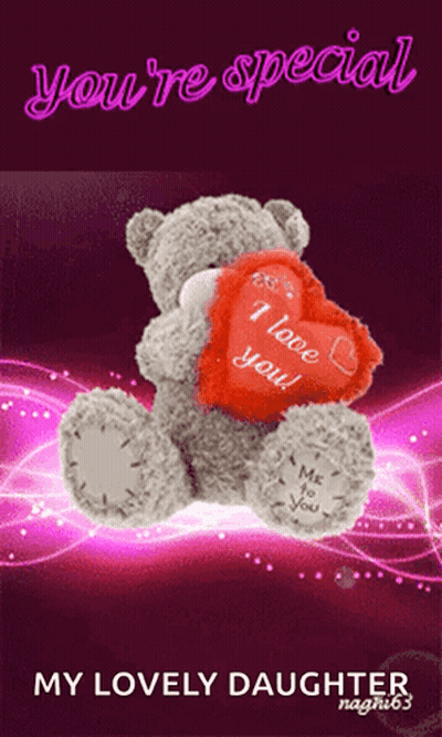 Teddy Bear Holding Red Heart Saying I Love You GIF