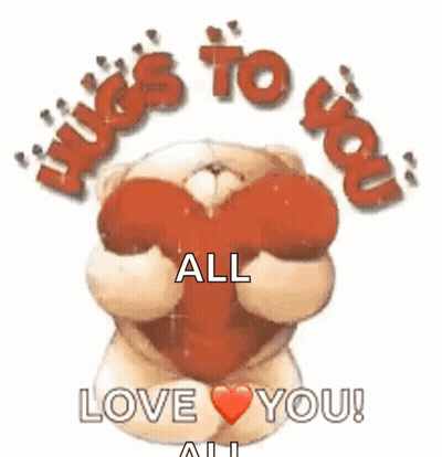 Teddy Bear Holding Red Heart Saying Love You GIF