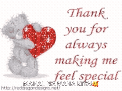 Teddy Bear Holding Red Heart Thank You GIF