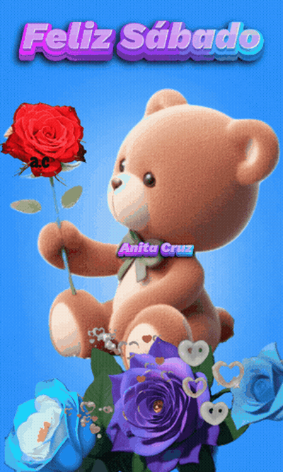 Teddy Bear Holding Red Rose Feliz Sabado GIF