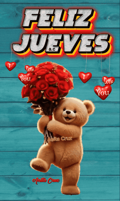 Teddy Bear Holding Red Roses Feliz Jueves GIF