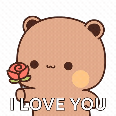 Teddy Bear Holding Rose Saying I Love You GIF