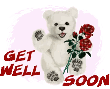 Teddy Bear Holding Roses Get Well Soon Sticker