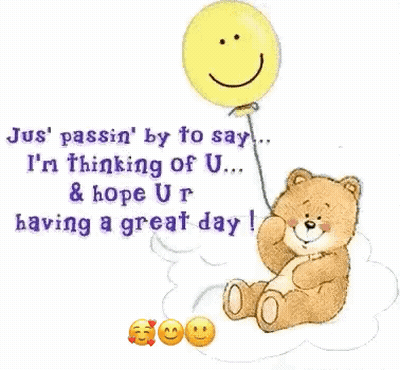 Teddy Bear Holding Smiley Face Balloon GIF