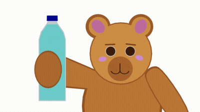Teddy Bear Holding Water Bottle Stay Hydrated GIF