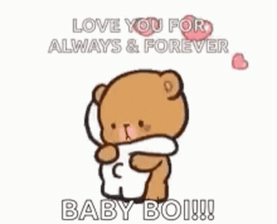 Teddy Bear Hugging Another Saying Love You For Always & Forever Baby Boi GIF