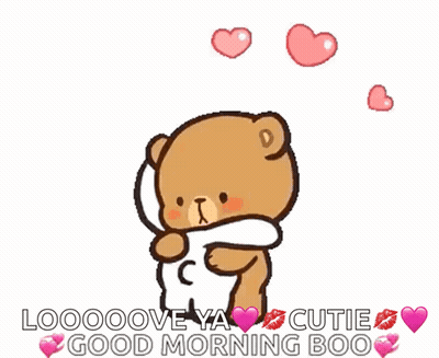 Teddy Bear Hugging Another Teddy Bear Saying Good Morning Boo GIF