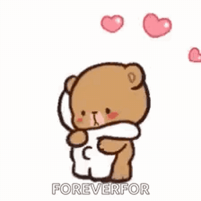 Teddy Bear Hugging Another Teddy Bear With Hearts GIF