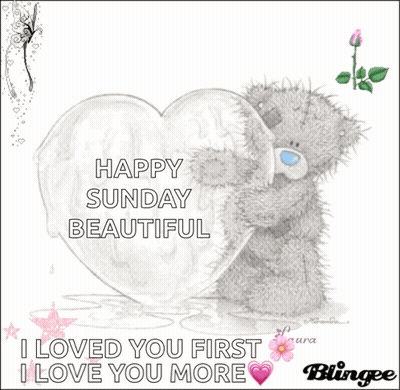 Teddy Bear Hugging Heart Happy Sunday GIF