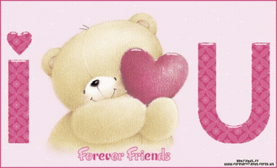 Teddy Bear Hugging Heart Saying I Love U Forever Friends GIF
