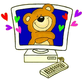 Teddy Bear Hugging Monitor Sticker