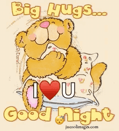 Teddy Bear Hugging Pillow GIF