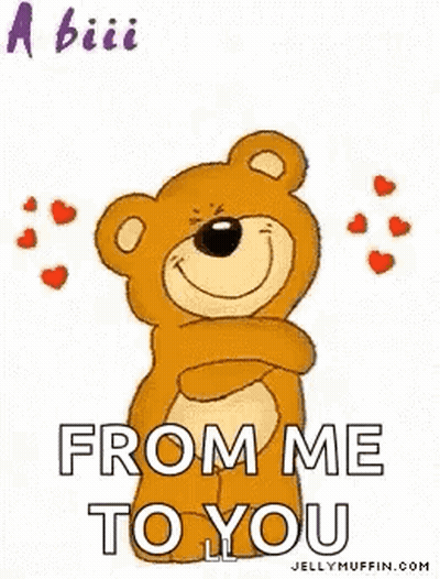 Teddy Bear Hugging With Hearts GIF