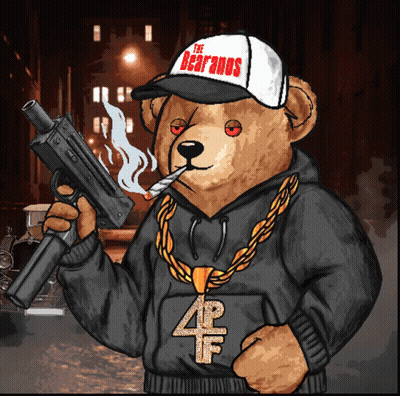 Teddy Bear In Bearenos Hat Holding Gun Smoking Cigarette GIF