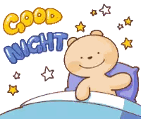 Teddy Bear In Bed Saying Good Night Sticker