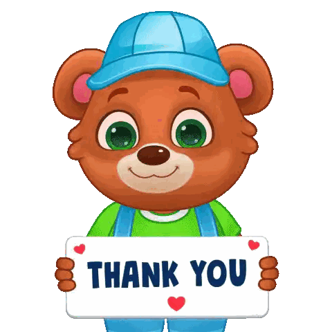 Teddy Bear In Blue Hat Holding Thank You Sign Sticker