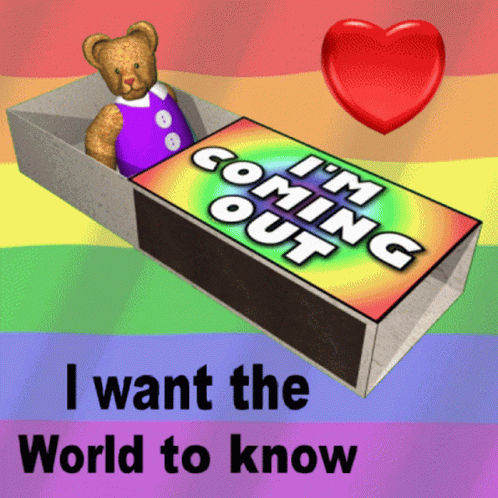 Teddy Bear In Box Saying I'm Coming Out GIF