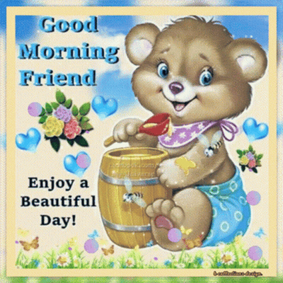 Teddy Bear In Diaper Holding Honey Barrel GIF