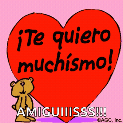 Teddy Bear In Front Of Red Heart Saying Te Quiero Muchisimo GIF