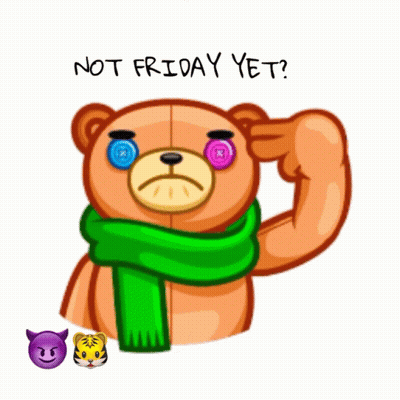Teddy Bear In Green Scarf Giving Middle Finger Not Friday Yet GIF