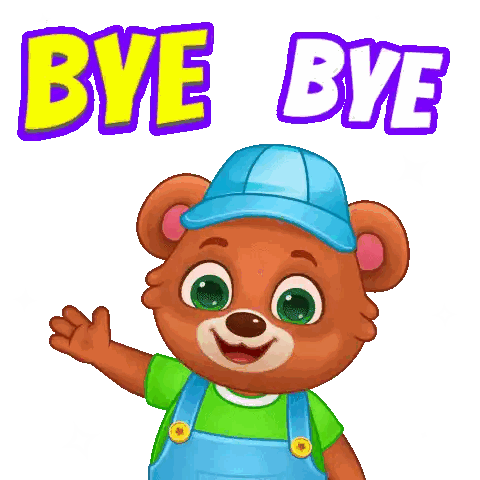 Teddy Bear In Overalls And Hat Says Bye Bye Sticker