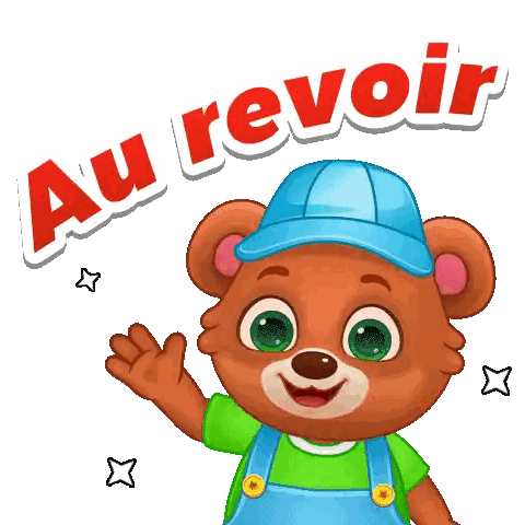 Teddy Bear In Overalls Saying Au Revoir Sticker