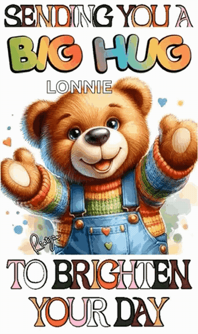 Teddy Bear In Overalls Sending Big Hug GIF