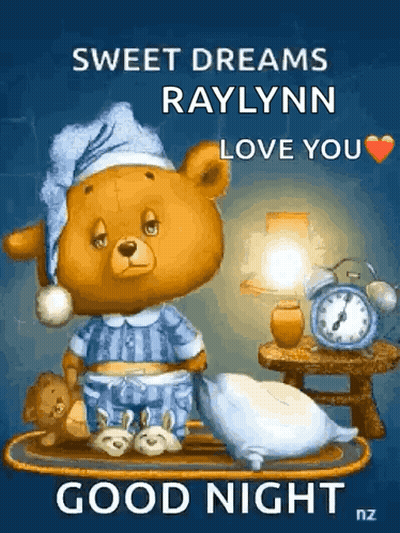 Teddy Bear In Pajamas With Good Night Message GIF