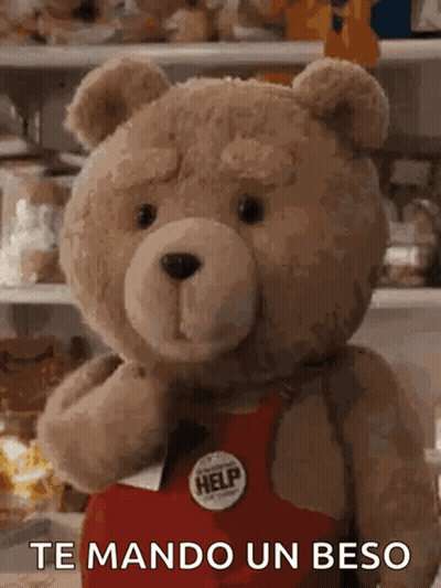 Teddy Bear In Red Apron Te Mando Un Beso GIF