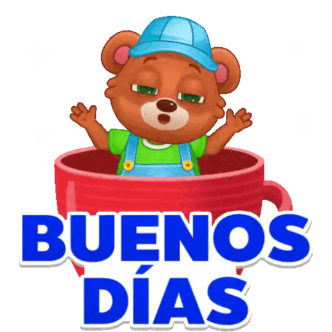 Teddy Bear In Red Cup Buenos Dias Sticker