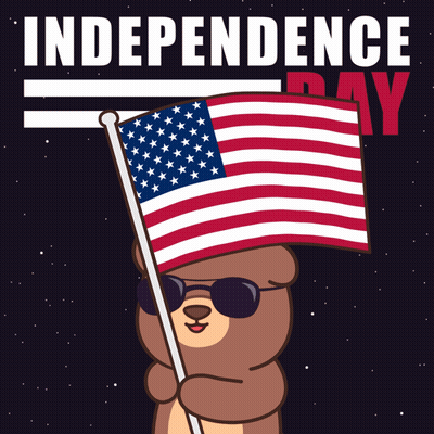 Teddy Bear In Sunglasses Holding American Flag Independence Day GIF