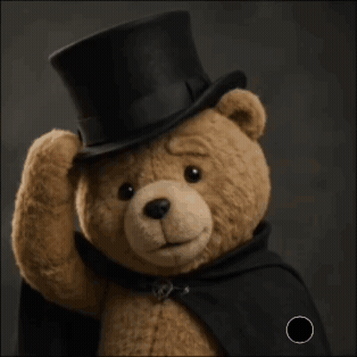 Teddy Bear In Top Hat And Cape Saying Touch GIF