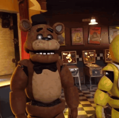 Teddy Bear In Top Hat Next To Teddy Bear In Arcade GIF