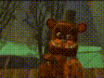 Teddy Bear In Top Hat Standing In Room With Trees GIF