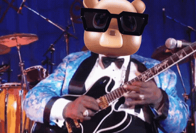 Teddy Bear In Tuxedo Playing Guitar GIF