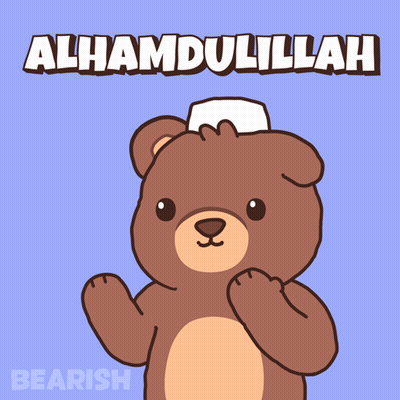 Teddy Bear In White Hat Saying Alhamdulillah GIF