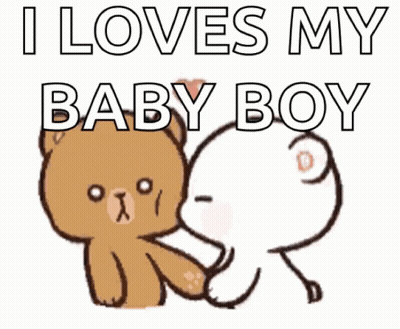 Teddy Bear Kissing Another Saying I Loves My Baby Boy GIF