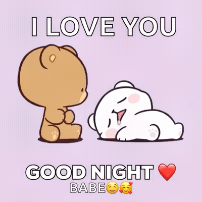 Teddy Bear Kissing Another Teddy Bear I Love You Good Night Babe GIF