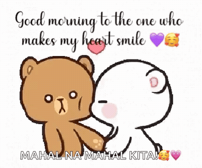 Teddy Bear Kissing Another Teddy Bear On Cheek Holding Heart GIF