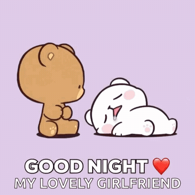Teddy Bear Kissing Another Teddy Bear Saying Good Night My Lovely Girlfriend GIF
