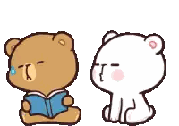 Teddy Bear Kissing Teddy Bear Reading Book Sticker